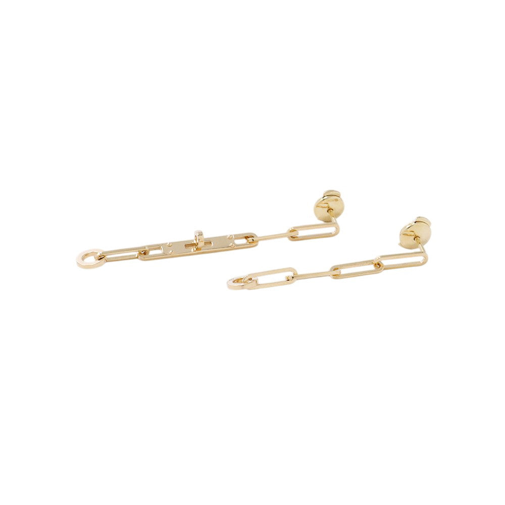 HERMES Kelly Chaine Earrings 18K Yellow Gold
