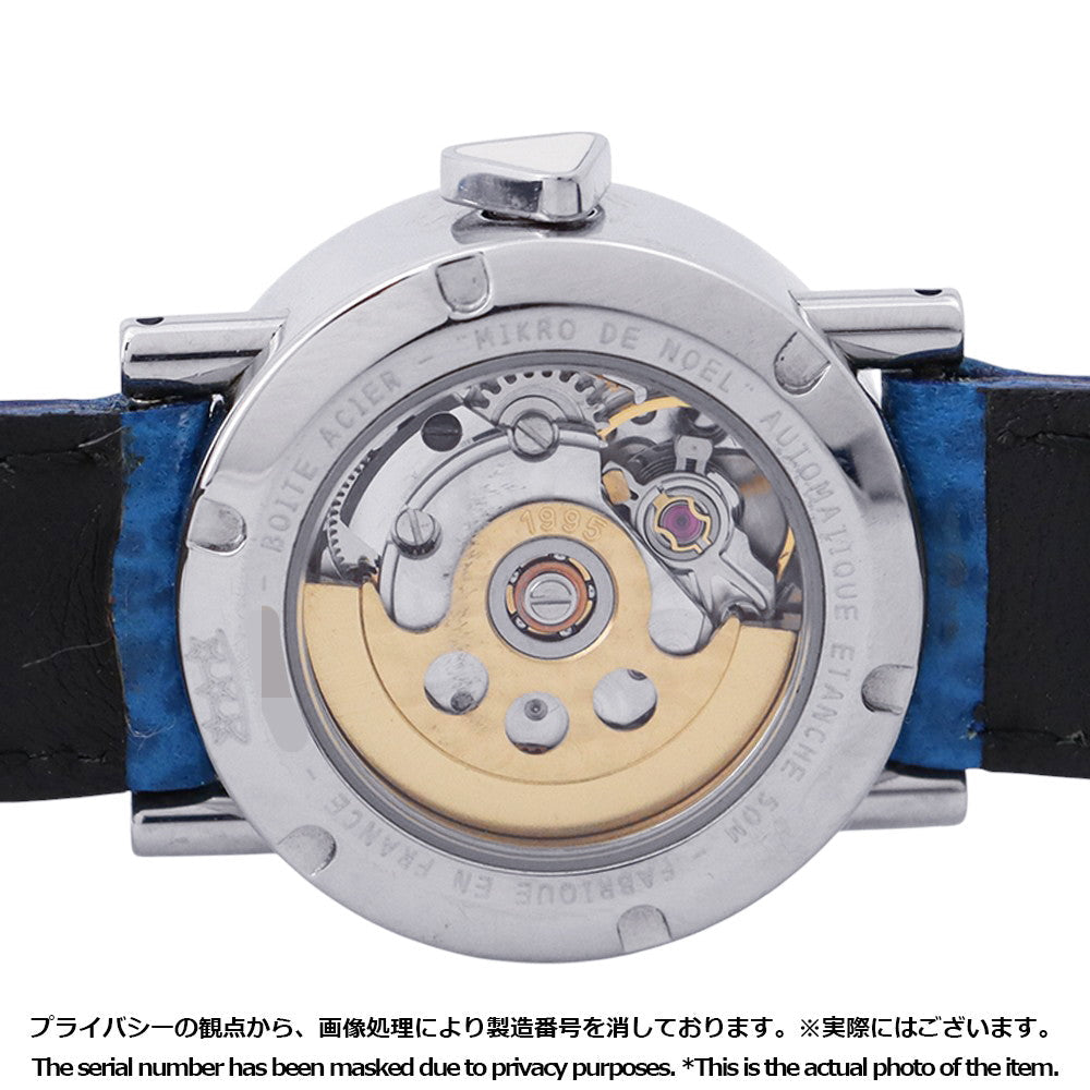 Alan Silberstein BOITO ACIER W22mm Stainless Steel Leather Blue Dial
