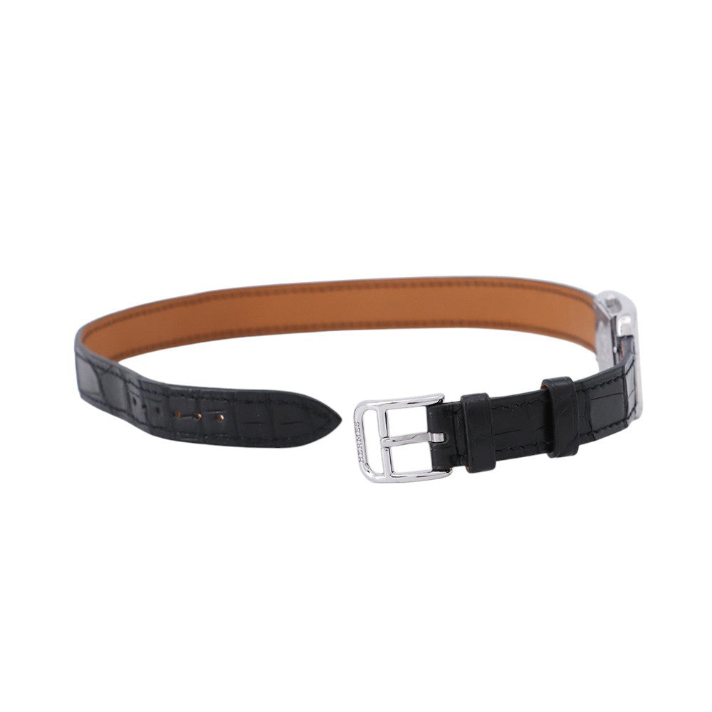 HERMES Cape Cod Double Tour Chaine d'Ancre Diamond Bezel H33mm×W23mm Stainless Steel Leather Black DialCC1.330