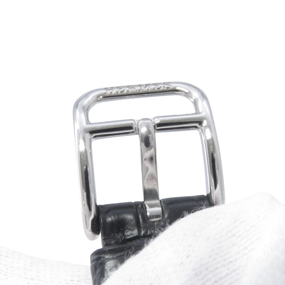 HERMES Cape Cod Double Tour Chaine d'Ancre Diamond Bezel H33mm×W23mm Stainless Steel Leather Black DialCC1.330