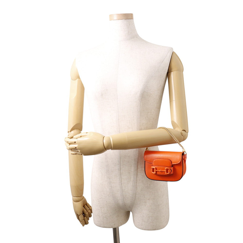 GUCCI Horsebit1955 Shoulder Bag Orange726863 Leather Size Mini