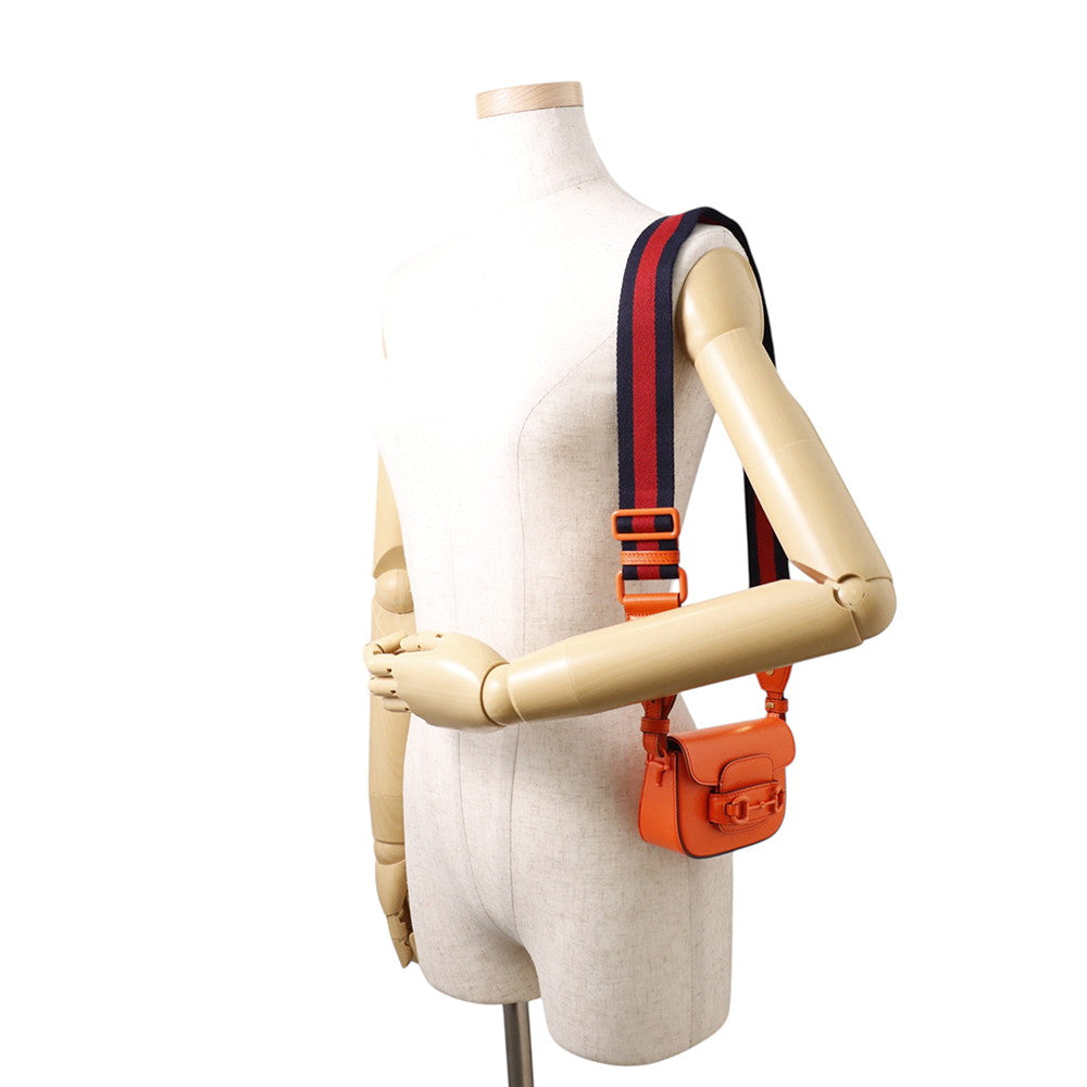 GUCCI Horsebit1955 Shoulder Bag Orange726863 Leather Size Mini