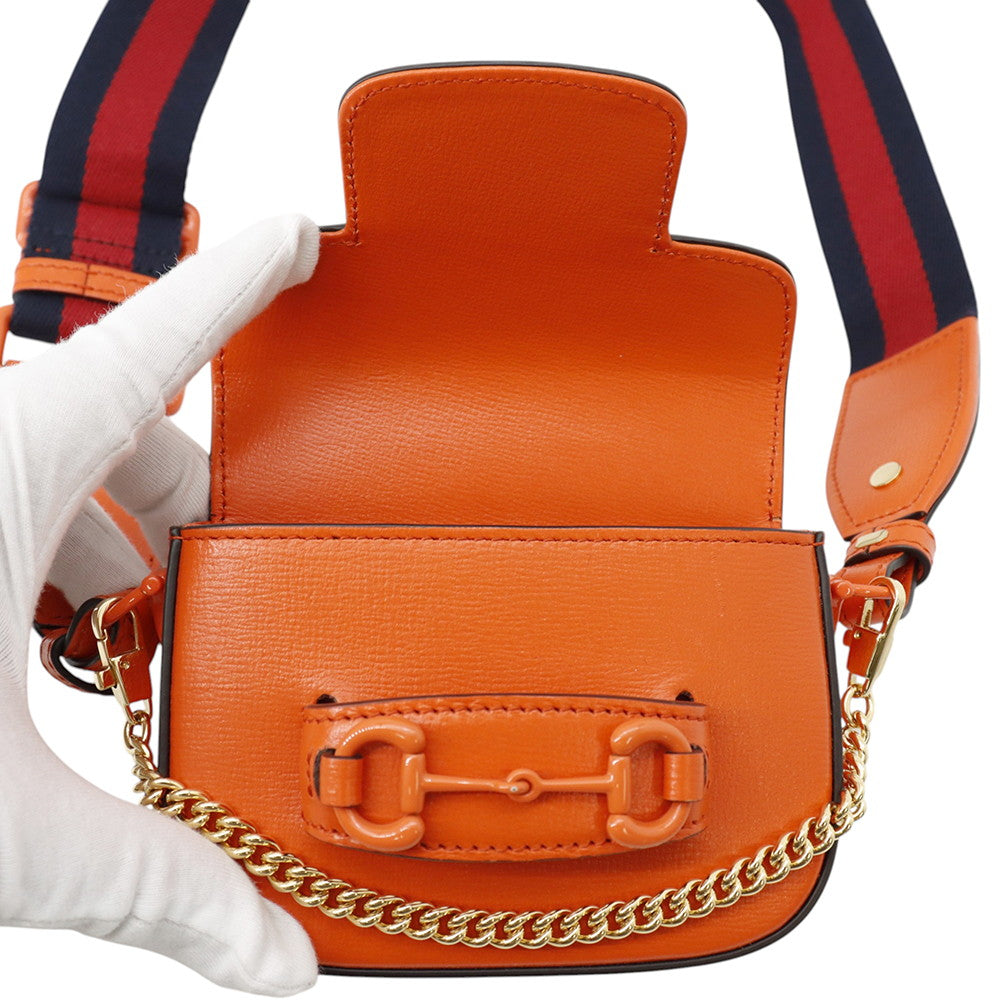 GUCCI Horsebit1955 Shoulder Bag Orange726863 Leather Size Mini
