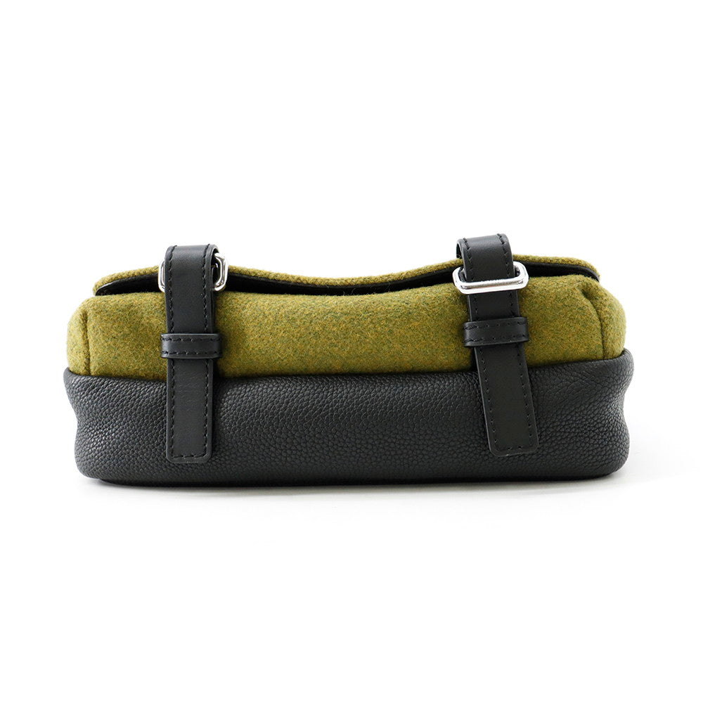 LOEWE Military Messenger Bag XS Black/Gray/Khaki317.12AA72 Leather Wool