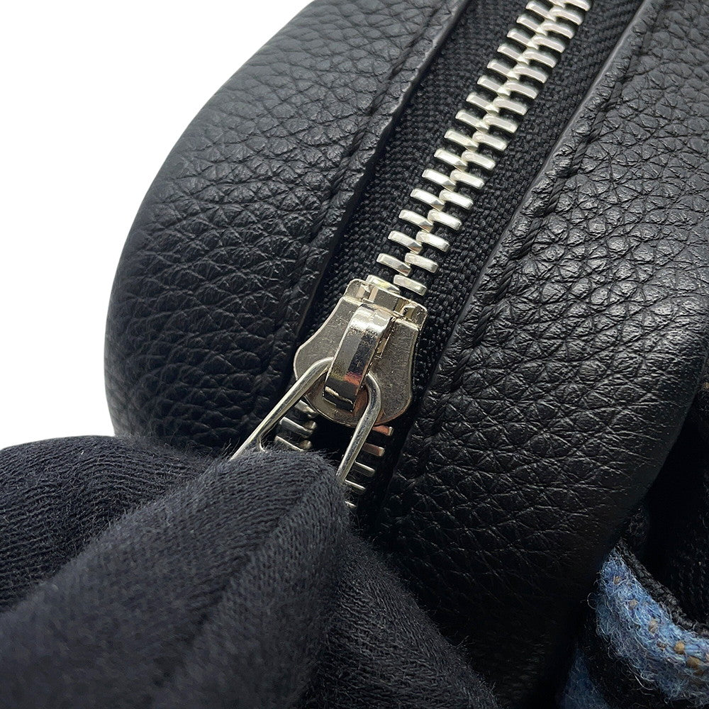 LOEWE Military Messenger Bag XS Black/Gray/Khaki317.12AA72 Leather Wool