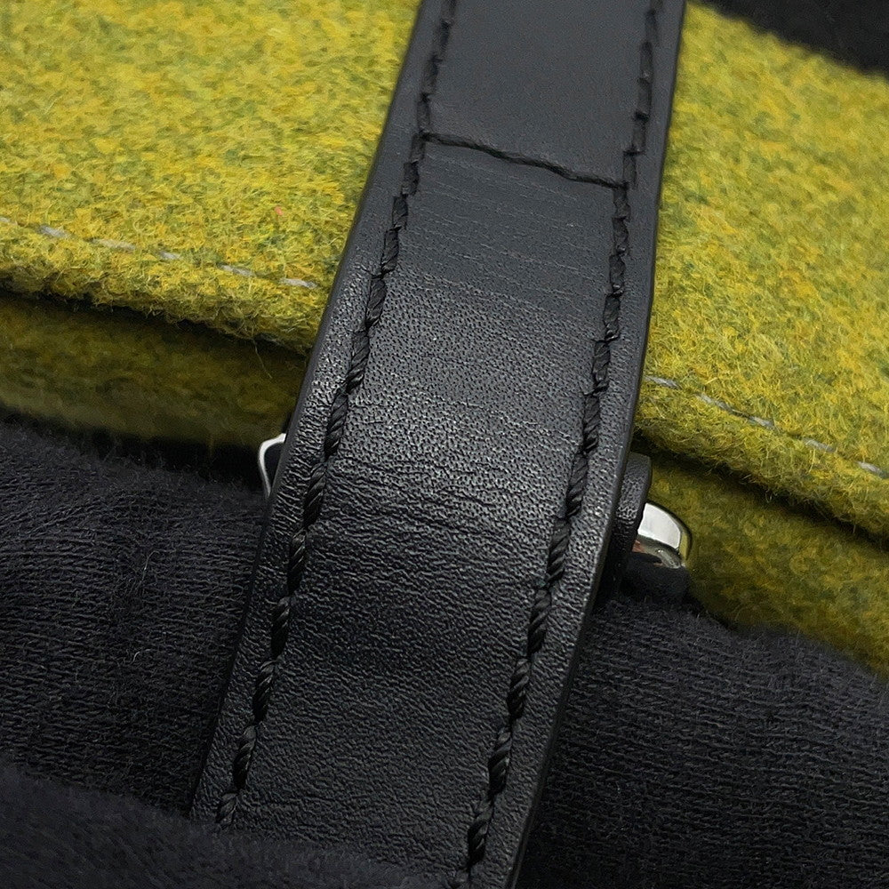 LOEWE Military Messenger Bag XS Black/Gray/Khaki317.12AA72 Leather Wool