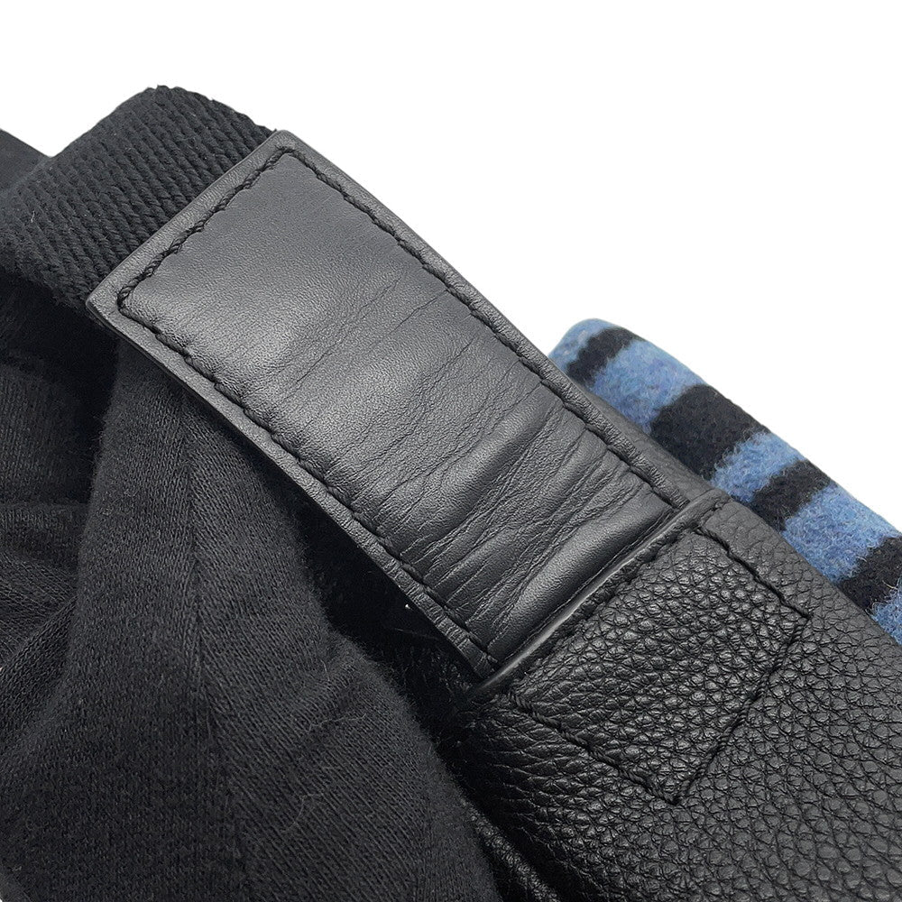 LOEWE Military Messenger Bag XS Black/Gray/Khaki317.12AA72 Leather Wool