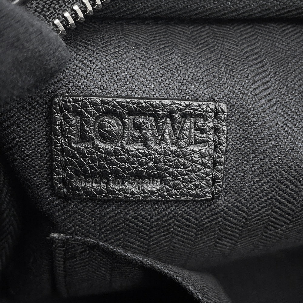 LOEWE Military Messenger Bag XS Black/Gray/Khaki317.12AA72 Leather Wool