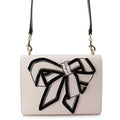 Ferragamo Ribbon Pattern Flap Shoulder Bag Light Pink/Black21G906 Leather