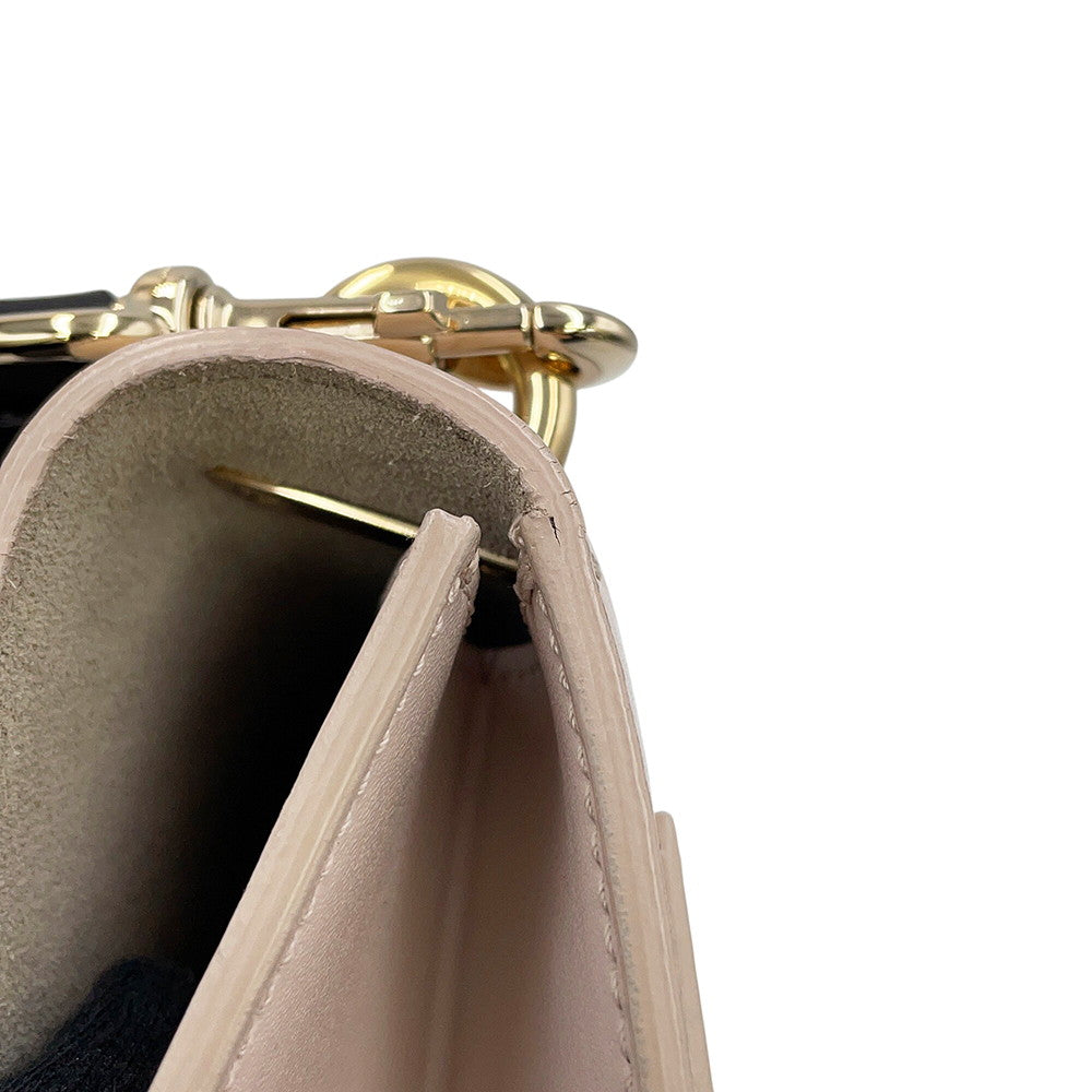 Ferragamo Ribbon Pattern Flap Shoulder Bag Light Pink/Black21G906 Leather