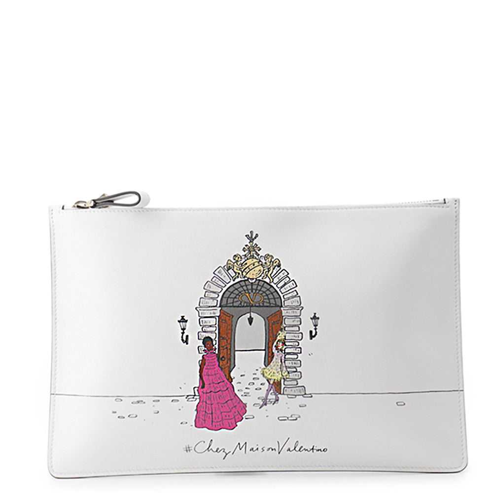 Valentino Garavani 21 Stainless Steel Milan Collection Limited Edition Clutch Bag White/MulticolorVW9P0269MNQ Leather