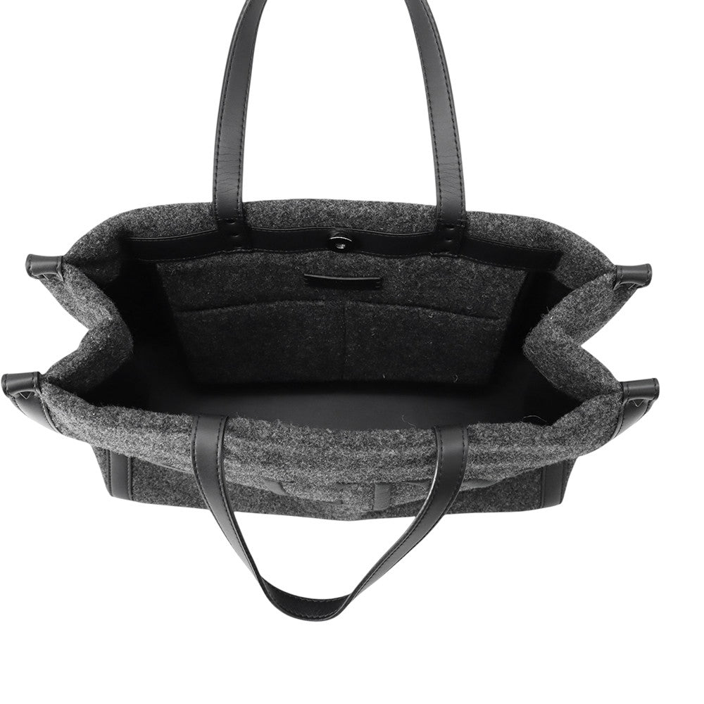 Valentino Garavani VLTN Tote Bag Gray/Black1Y2B0A35BZN Felt Leather Size Medium