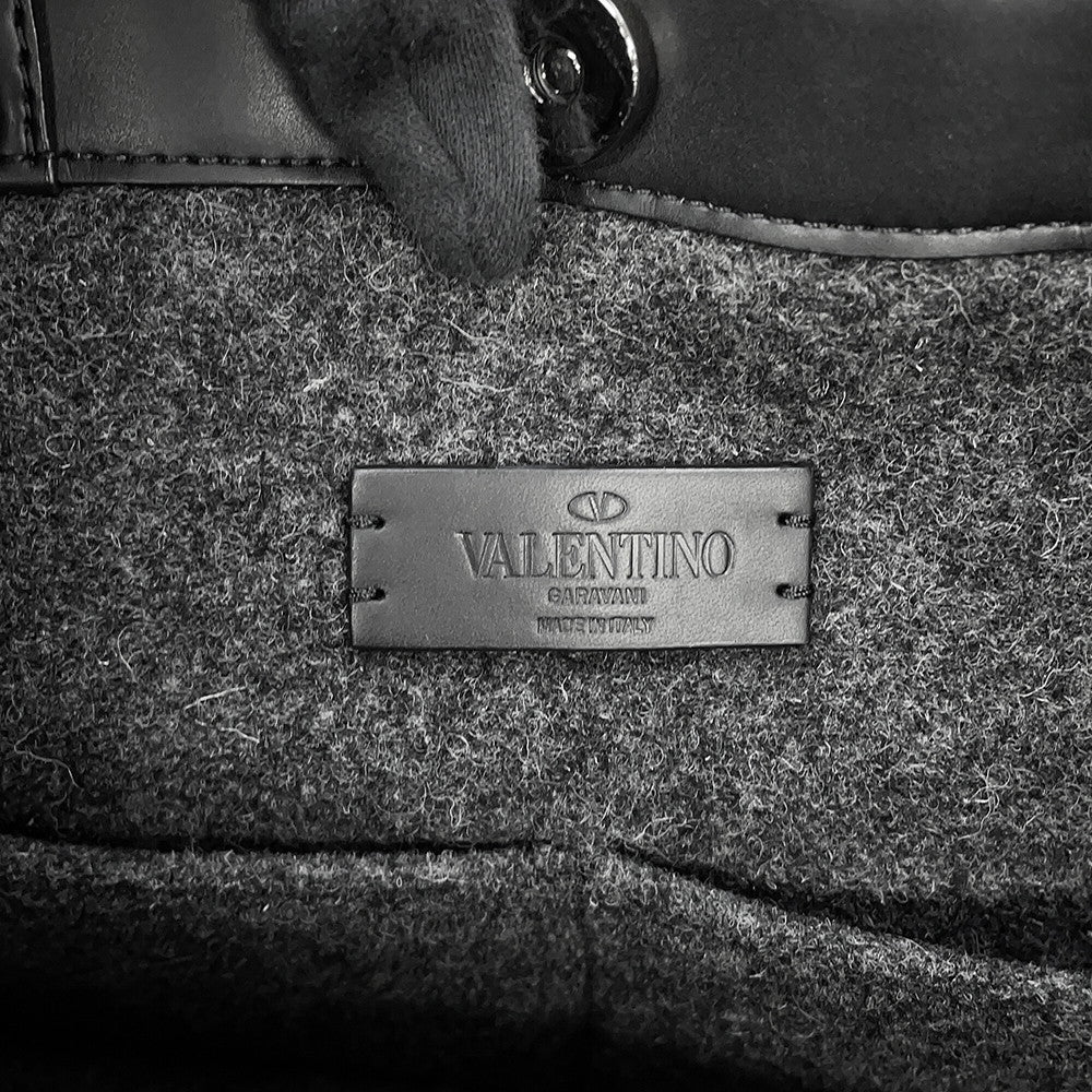 Valentino Garavani VLTN Tote Bag Gray/Black1Y2B0A35BZN Felt Leather Size Medium