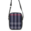 BURBERRY Super Explode Check Vertical Camera Bag Navy/Gray8084062 Canvas Leather