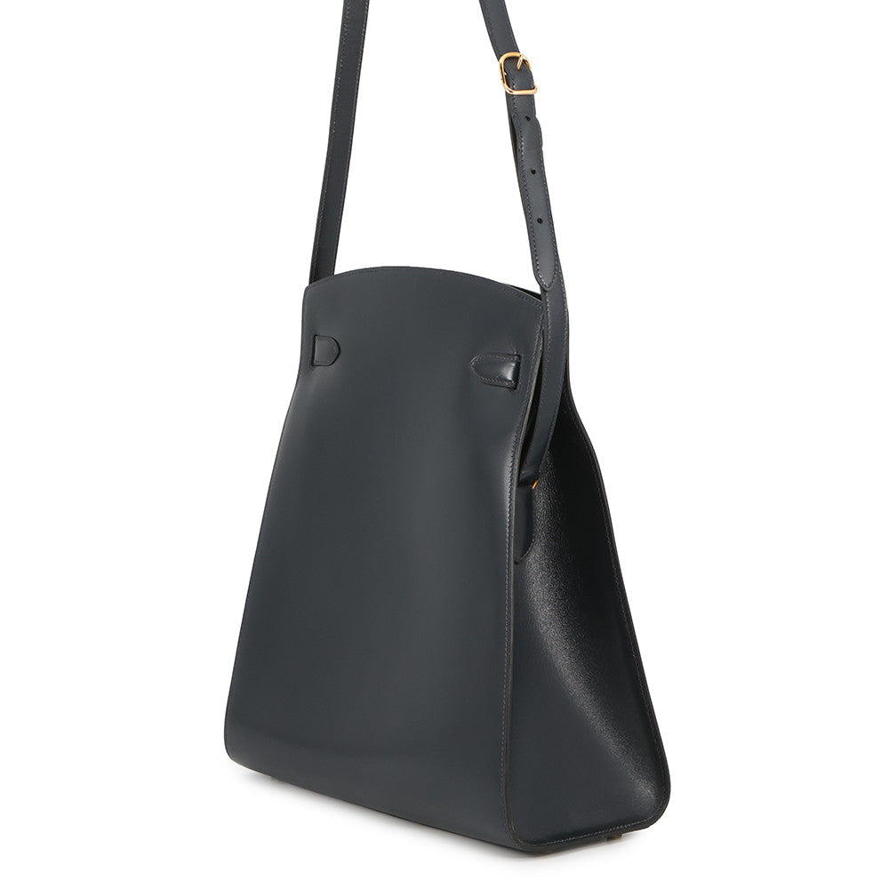HERMES Kelly Sports GM Blue Indigo Box Calf Leather