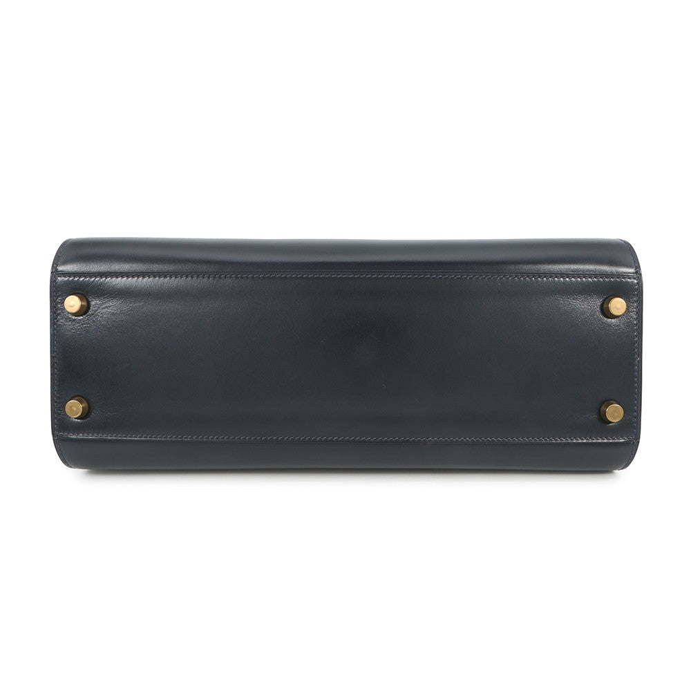 HERMES Kelly Sports GM Blue Indigo Box Calf Leather