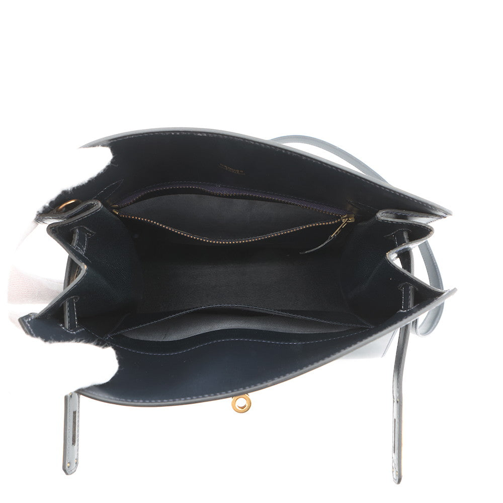 HERMES Kelly Sports GM Blue Indigo Box Calf Leather