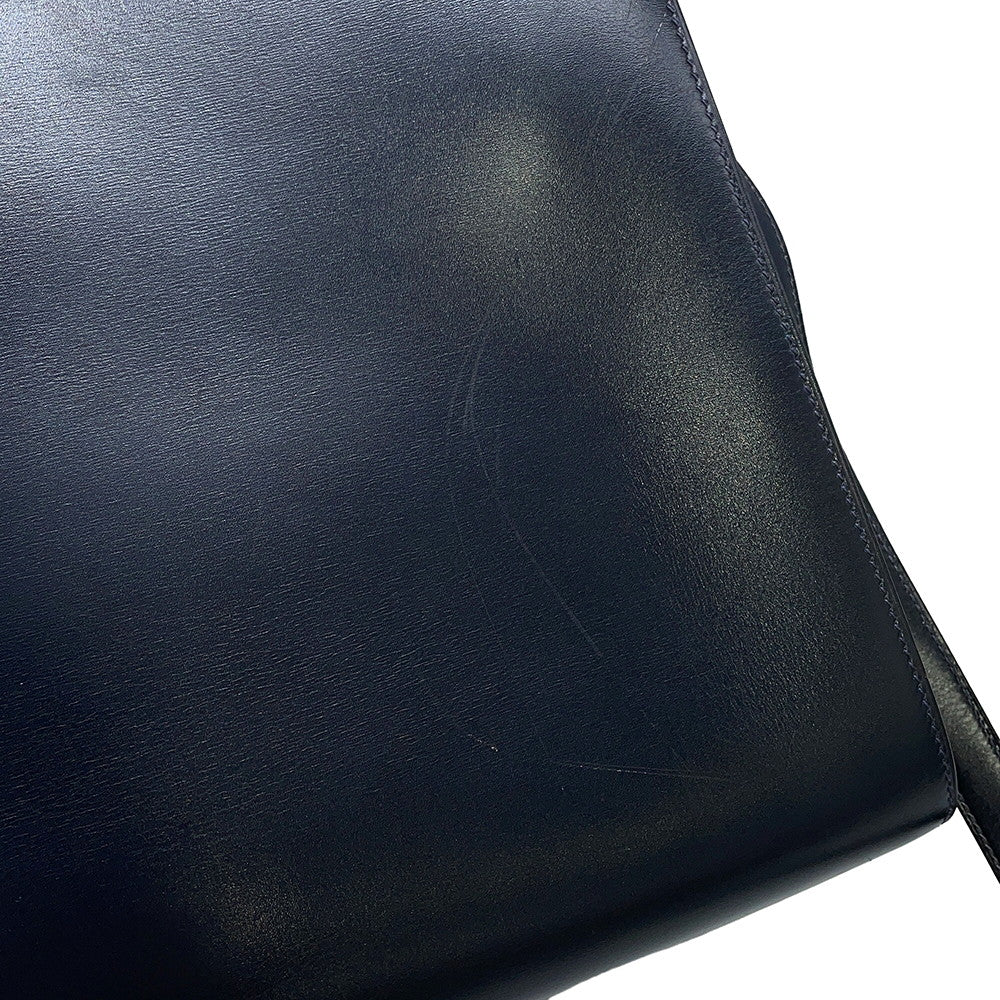HERMES Kelly Sports GM Blue Indigo Box Calf Leather