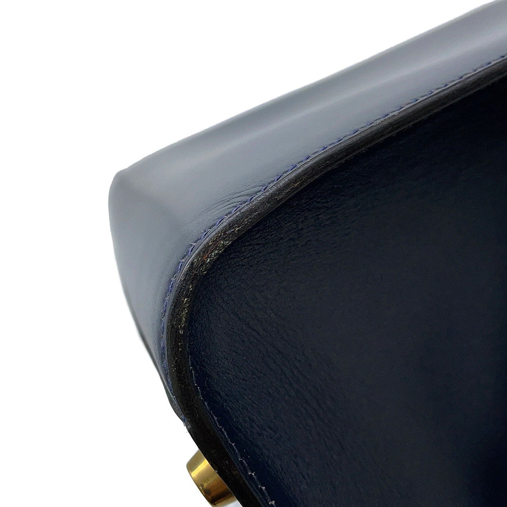 HERMES Kelly Sports GM Blue Indigo Box Calf Leather