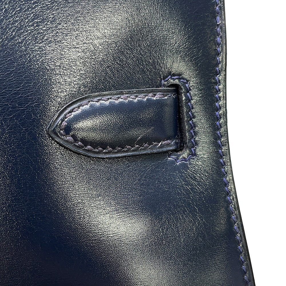 HERMES Kelly Sports GM Blue Indigo Box Calf Leather