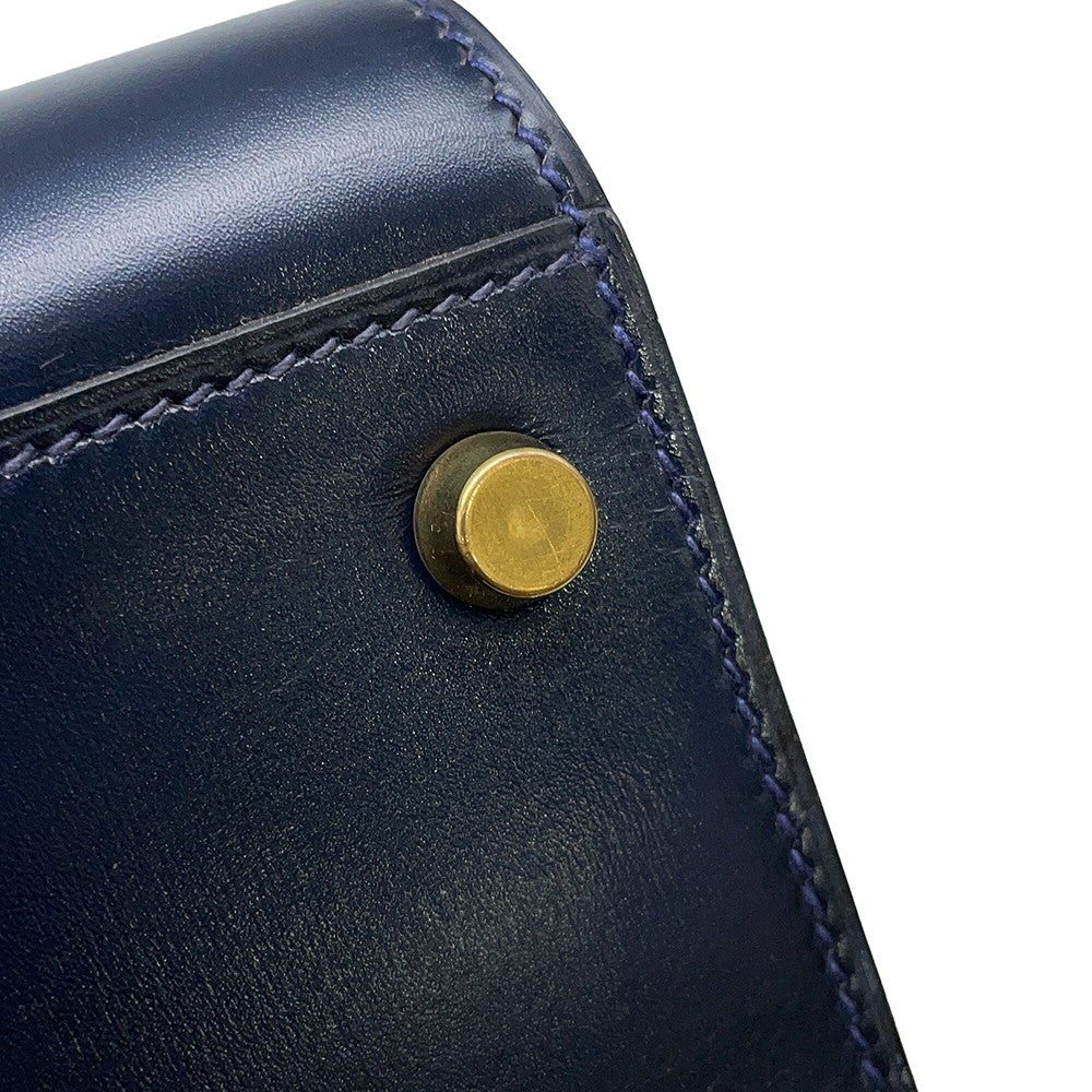 HERMES Kelly Sports GM Blue Indigo Box Calf Leather