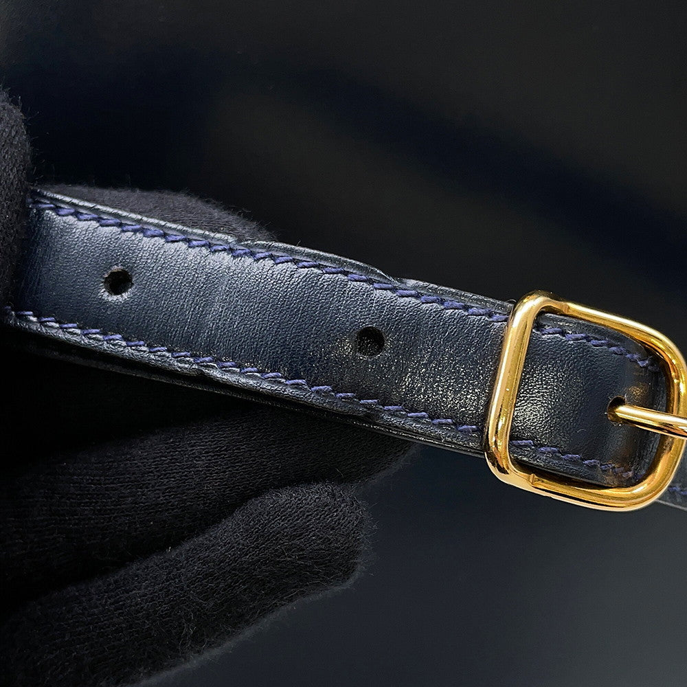 HERMES Kelly Sports GM Blue Indigo Box Calf Leather