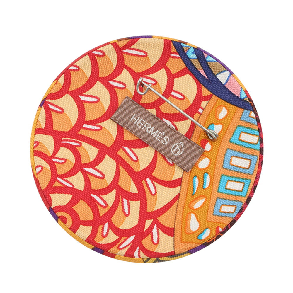HERMES Petit H Brooch Multicolor Silk