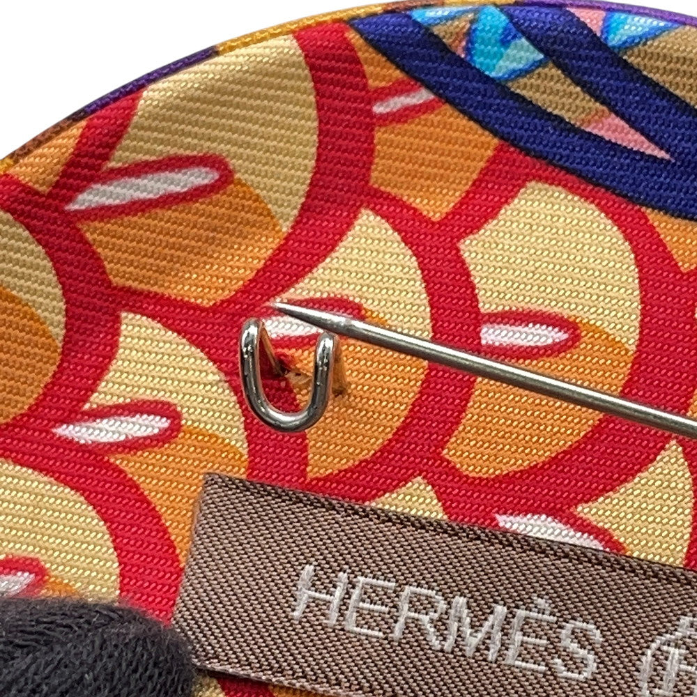 HERMES Petit H Brooch Multicolor Silk