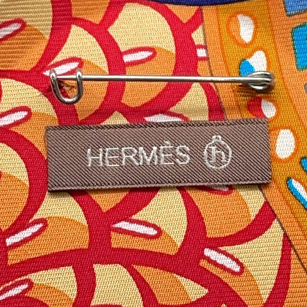 HERMES Petit H Brooch Multicolor Silk