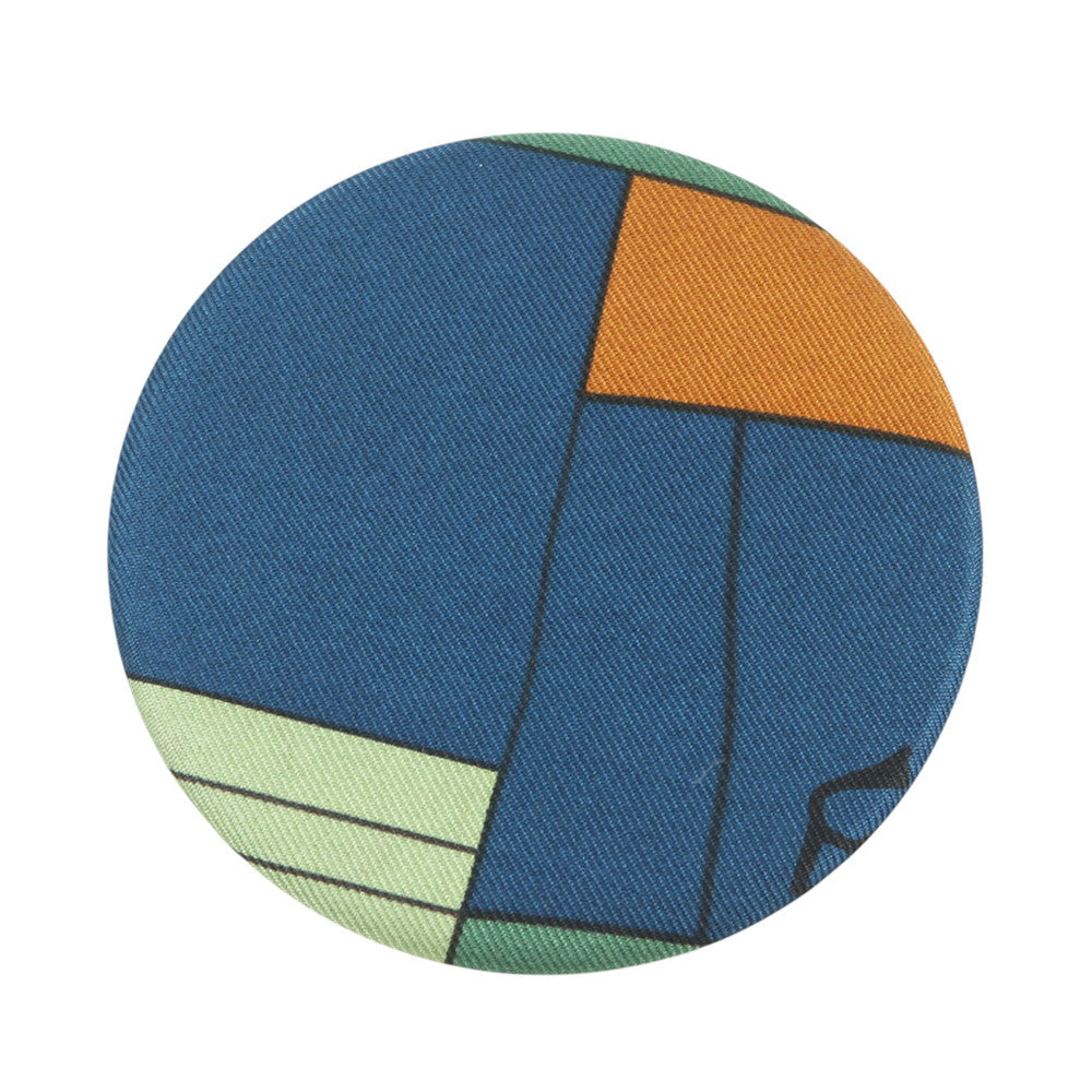 HERMES Petit H Brooch Blue VertTurquoise Silk