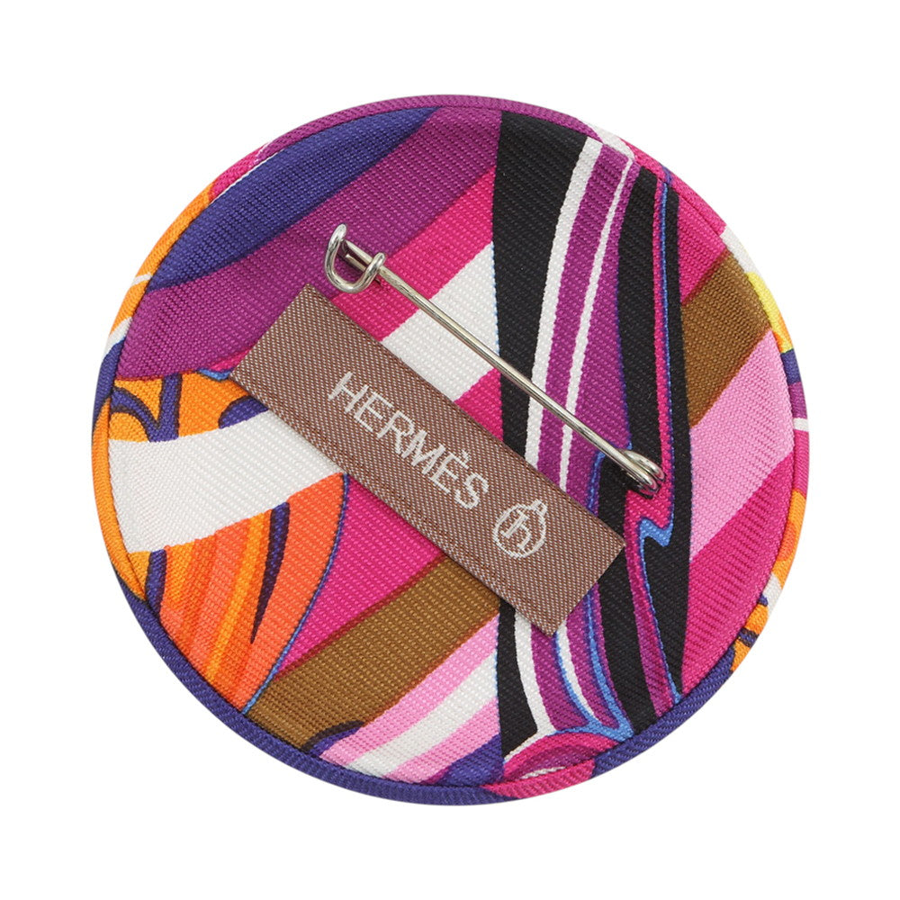 HERMES Petit H Brooch Rose/Rouge/Fuchsia Silk