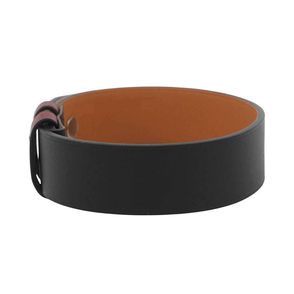 HERMES HBracelet Size T4 Black/Red Leather
