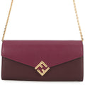 FENDI FFDiamond Chain Wallet Bordeaux/Purple8M0365 ALV4 Leather
