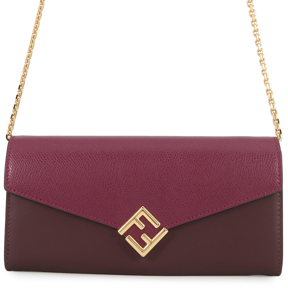 FENDI FFDiamond Chain Wallet Bordeaux/Purple8M0365 ALV4 Leather