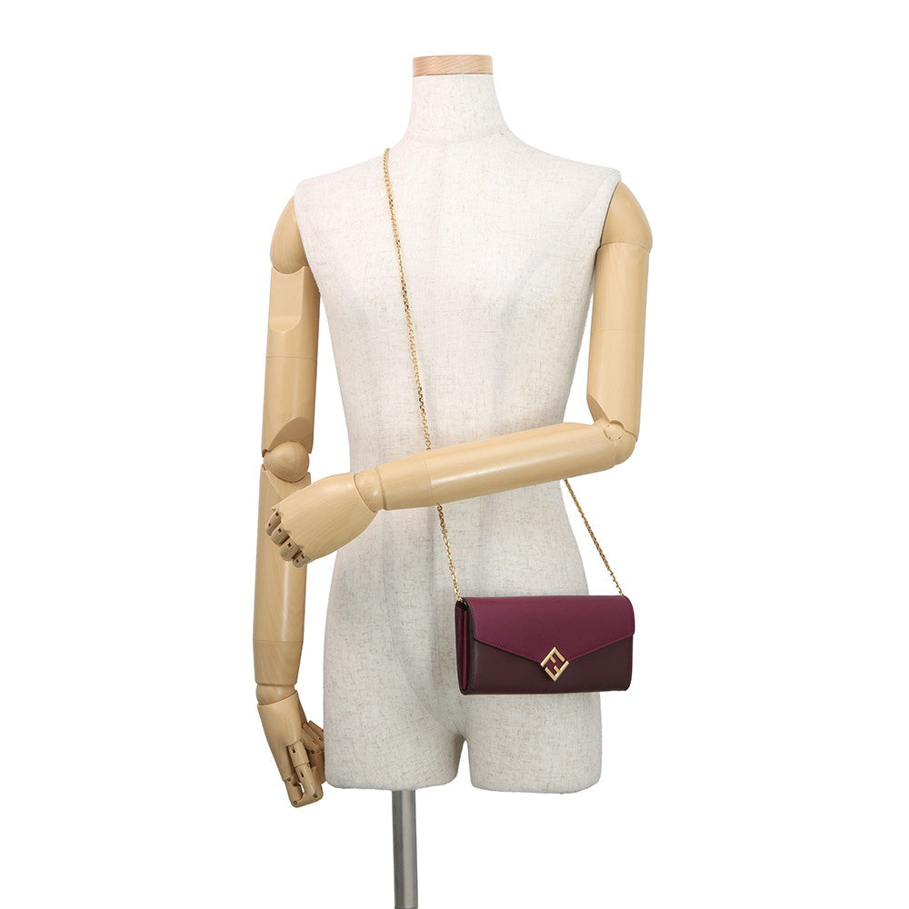 FENDI FFDiamond Chain Wallet Bordeaux/Purple8M0365 ALV4 Leather