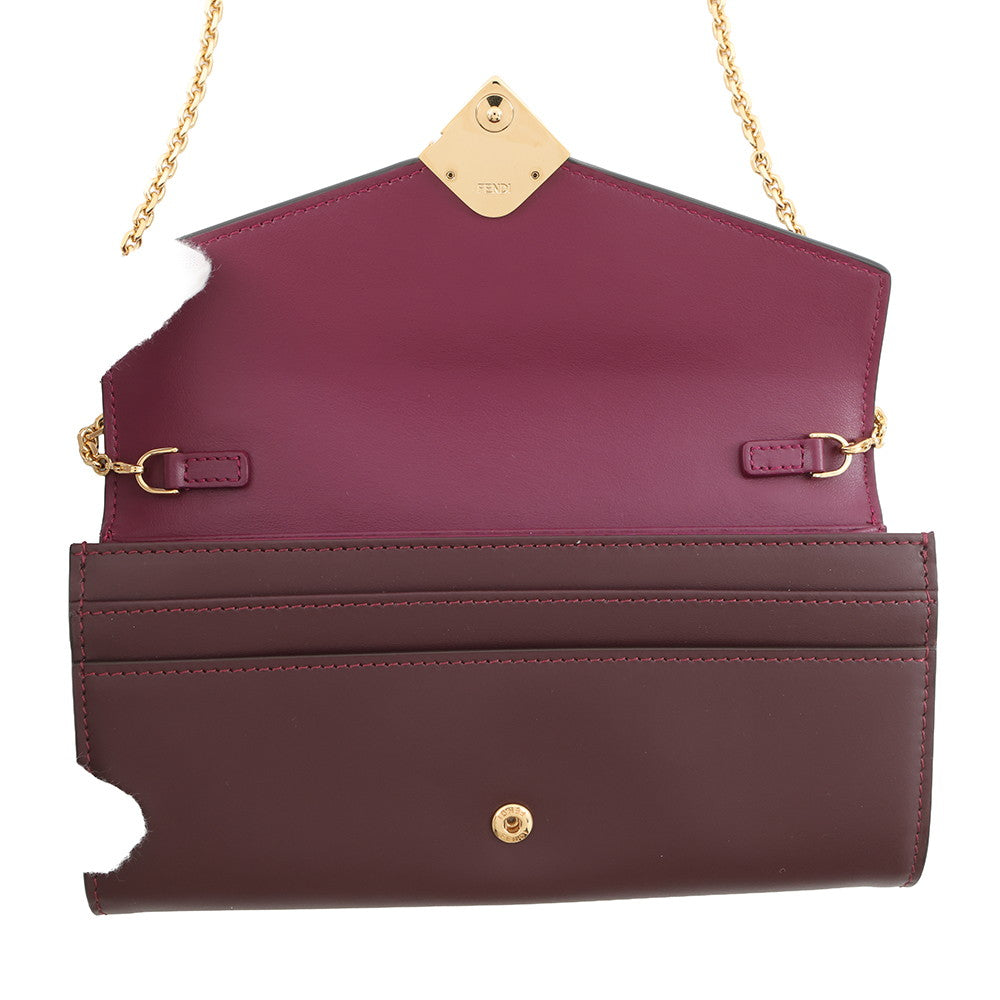 FENDI FFDiamond Chain Wallet Bordeaux/Purple8M0365 ALV4 Leather