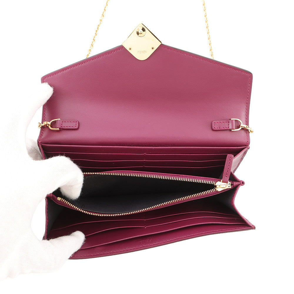 FENDI FFDiamond Chain Wallet Bordeaux/Purple8M0365 ALV4 Leather