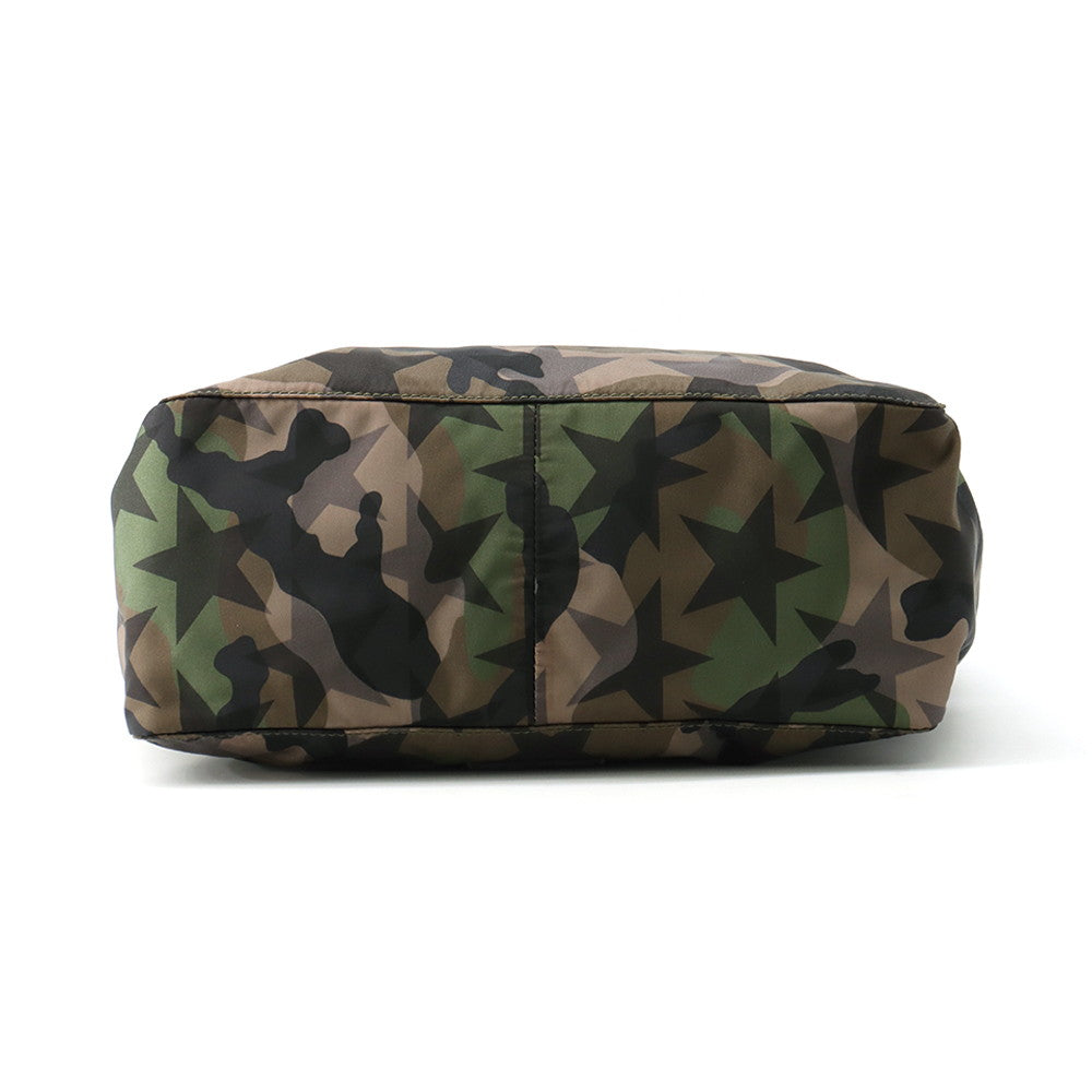 Valentino Garavani Rock Studded Camouflage Star Pattern 2-Way Tote Khaki/MulticolorLY2B0473NY0_A63 Nylon Leather