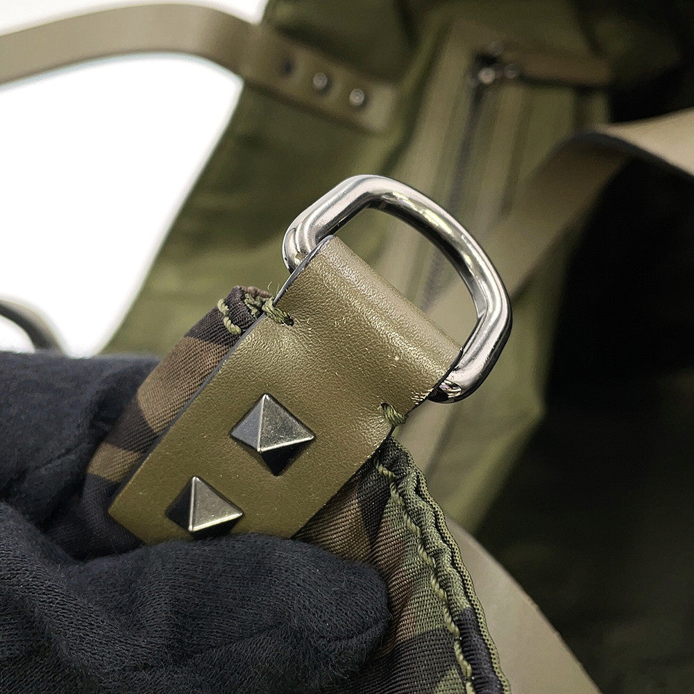 Valentino Garavani Rock Studded Camouflage Star Pattern 2-Way Tote Khaki/MulticolorLY2B0473NY0_A63 Nylon Leather