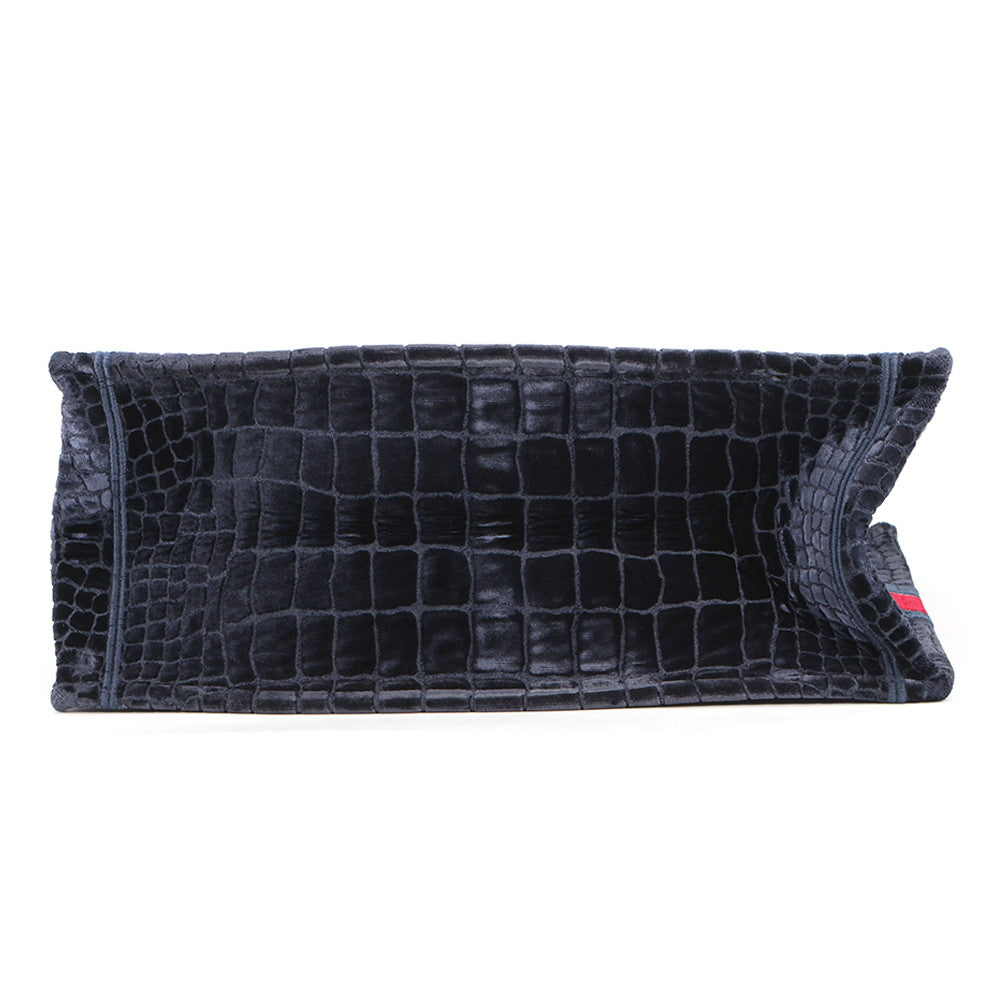 Dior Book Tote Bag (Fake Crocodile) Navy/Red/White suede Size Large