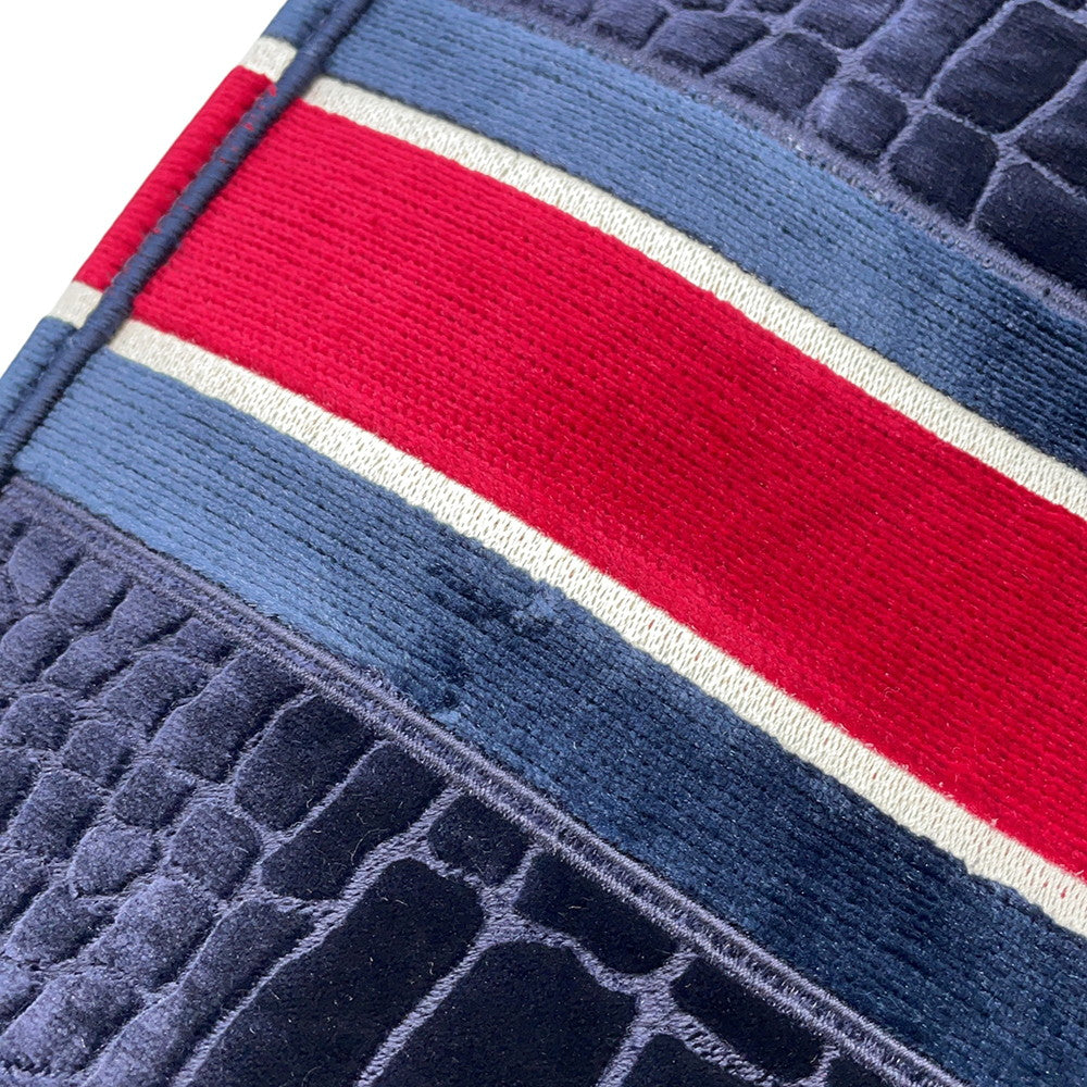 Dior Book Tote Bag (Fake Crocodile) Navy/Red/White suede Size Large