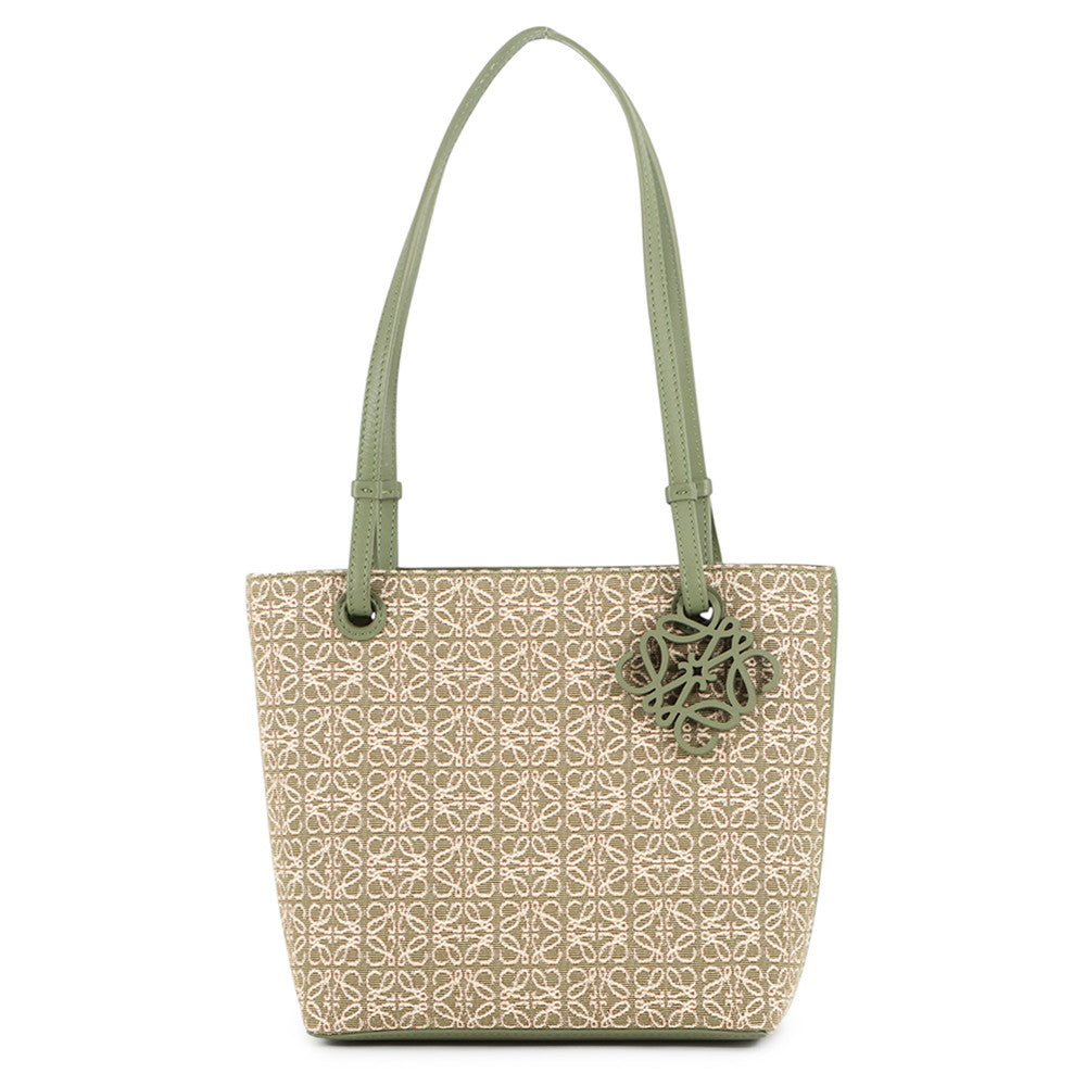 LOEWE Anagram Square Tote Green/WhiteA933C05X01 Canvas Leather