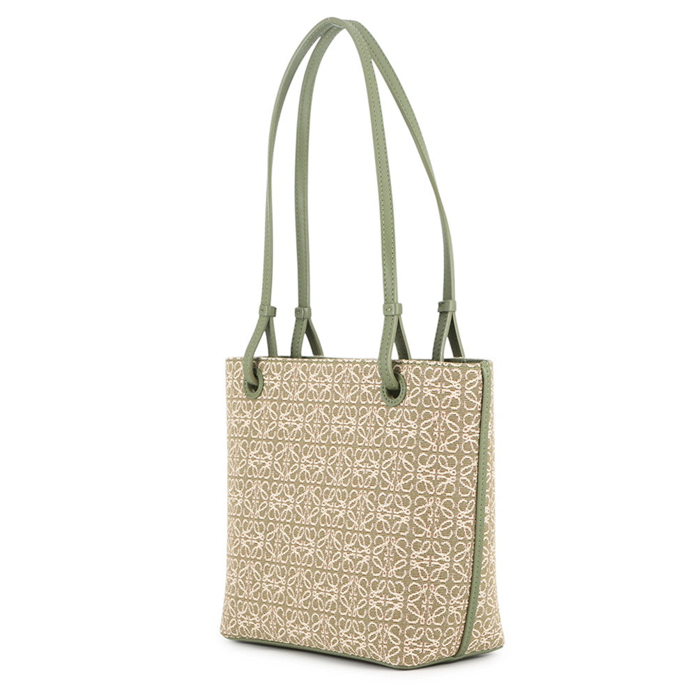 LOEWE Anagram Square Tote Green/WhiteA933C05X01 Canvas Leather