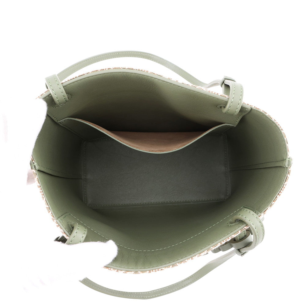 LOEWE Anagram Square Tote Green/WhiteA933C05X01 Canvas Leather