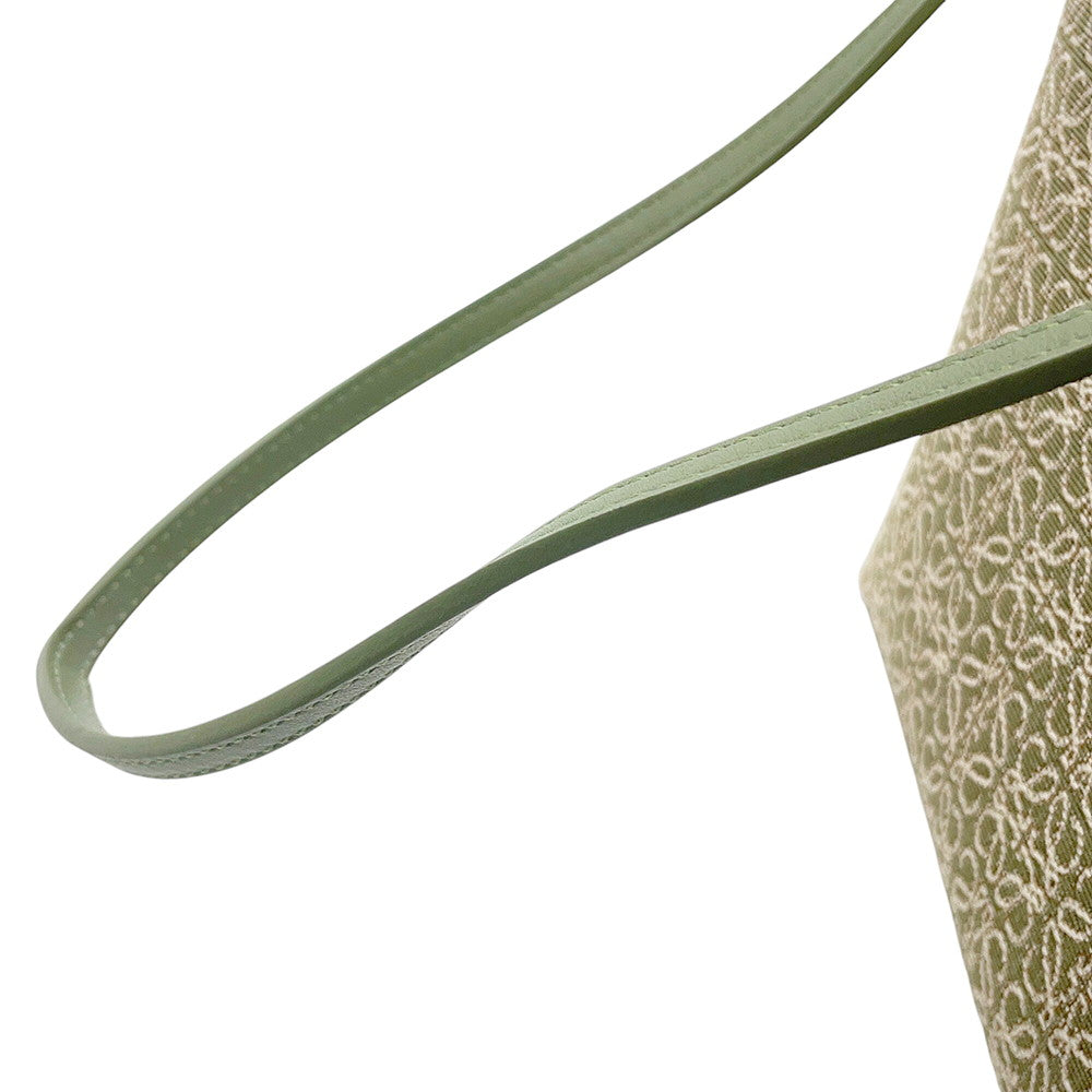 LOEWE Anagram Square Tote Green/WhiteA933C05X01 Canvas Leather