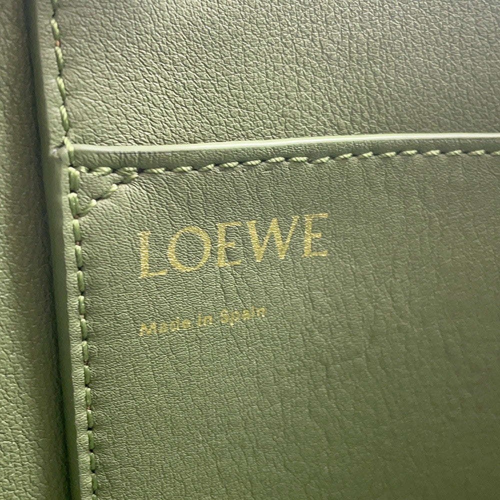 LOEWE Anagram Square Tote Green/WhiteA933C05X01 Canvas Leather