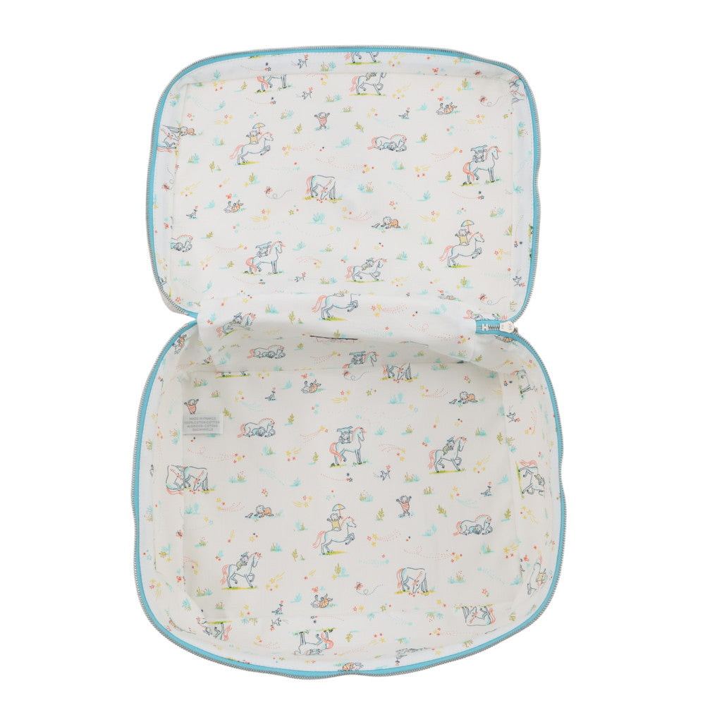 HERMES Gabriole Togo Ivory/Blue Cotton100% Size MM