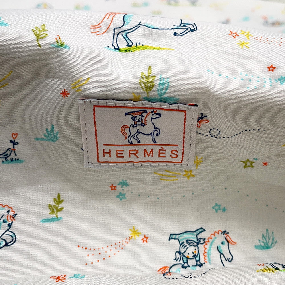 HERMES Gabriole Togo Ivory/Blue Cotton100% Size MM