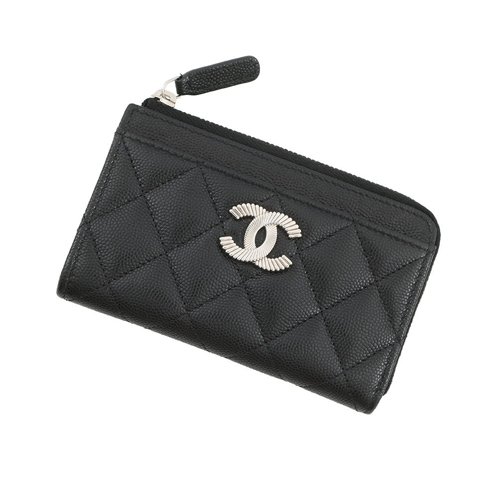 CHANEL CC Logo Matelasse Fragment Case BlackAP3982 Caviar Leather