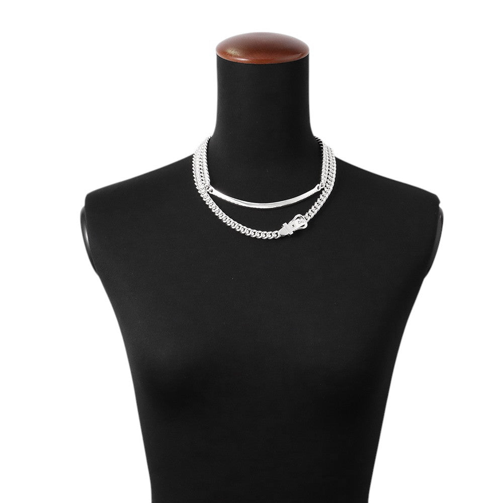 HERMES BoucleSellier Inflexible Necklace Size 42H125209B SV925